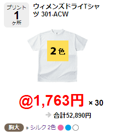 301-ACWドライTシャツ2色プリントの場合